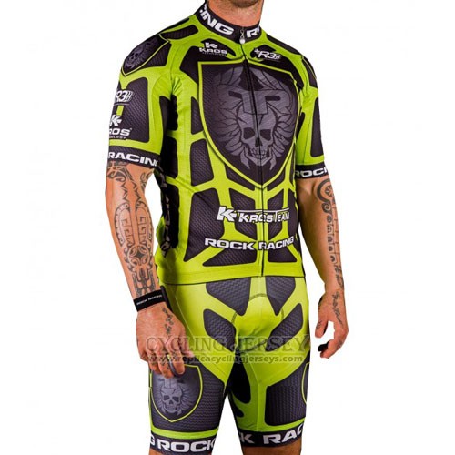 2016 Cycling Jersey Rock Racing Green and Marron Short Sleeve and Bib Short